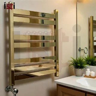 حوله خشک کن 7 پره طلایی براق استیل