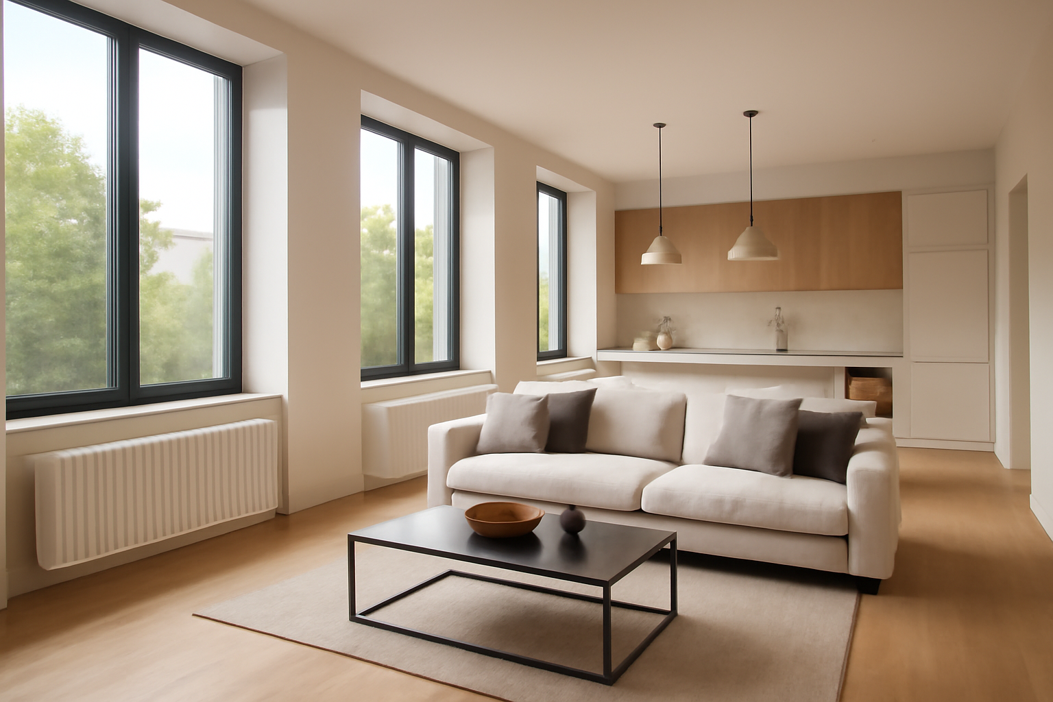 Açıq planlı qonaq otağı və mətbəx üçün radiator gücünü necə bölüşdürmək olar?